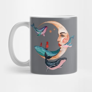 Ocean Moon and whales Mug